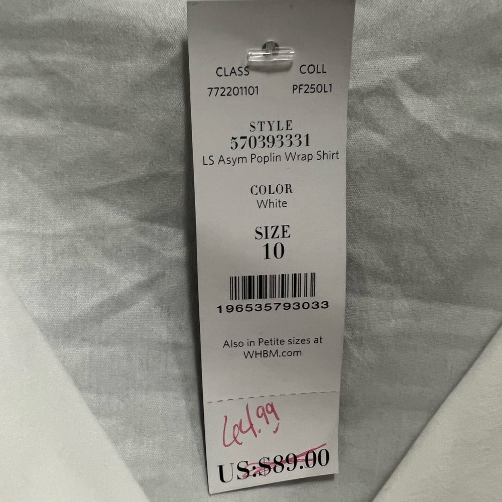 NWT White Poplin Wrap Shirt From WHITEHOUSEBLACKMARKET - Picture 3 of 16